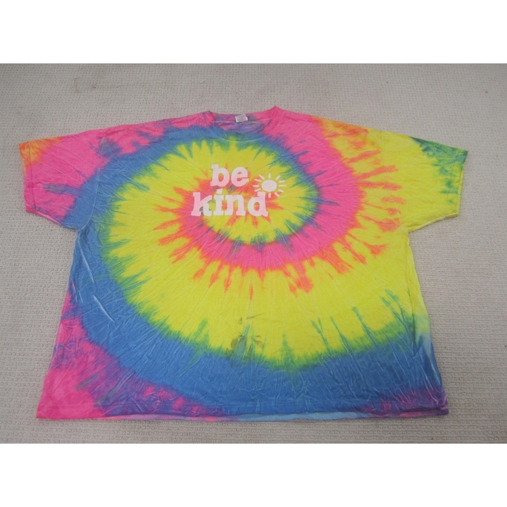 Be Kind Shirt Mens 4XL Tie‎ Dye Rainbow Spiral Graphic Short Sleeve SUNA Cotton